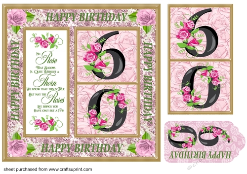 Rose age 60 Birthday card front with verse 2