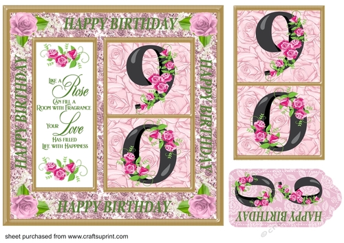 Age 90 rose Birthday card front with verse 1
