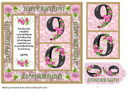 Age 90 rose Birthday card front with verse 2