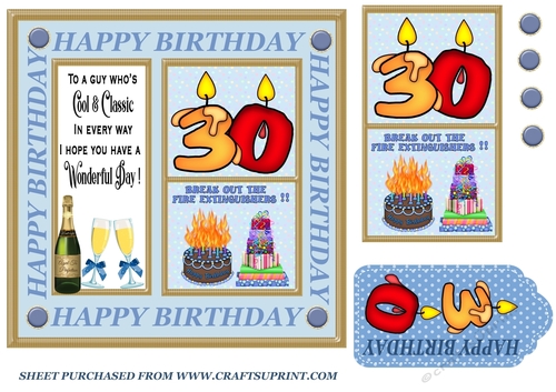 Male age 30 Birthday card front 2