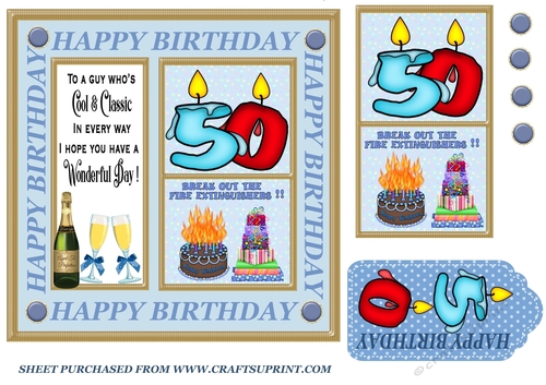 Male age 50 Birthday card front 2