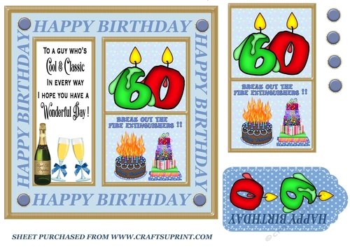 Male age 60 Birthday card front 1