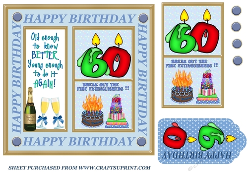 Male age 60 Birthday card front 2
