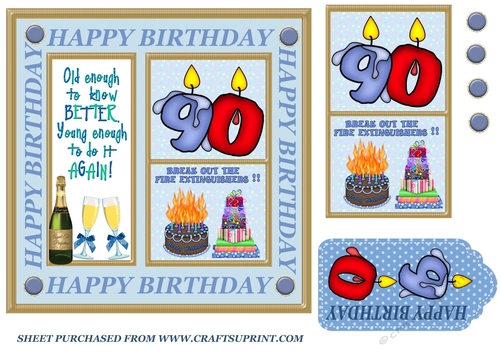 Male age 90 Birthday card front 1