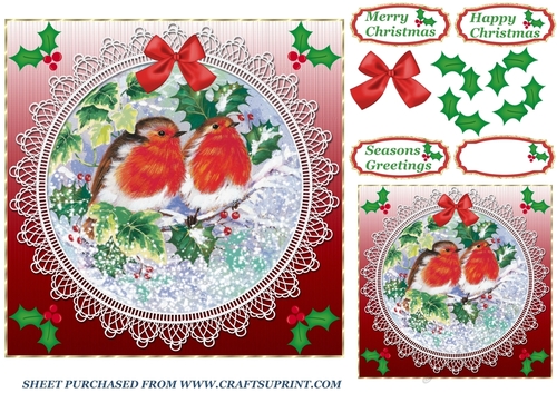 Red lace robin card front 1