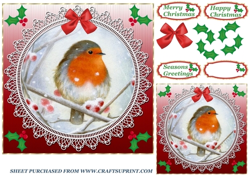 Red lace robin card front 3