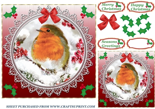 Red lace robin card front 4
