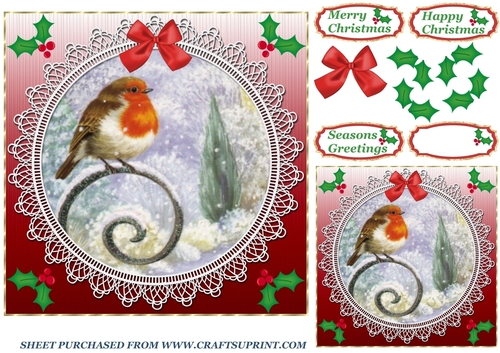 Red lace robin card front 5