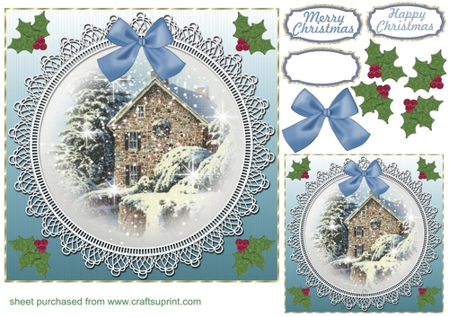 Christmas cottage card front 2