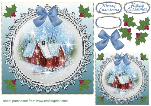 Christmas cottage card front 4
