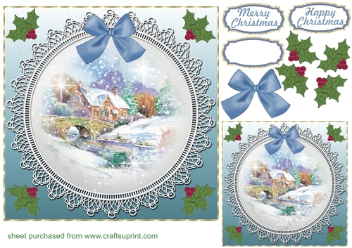 Christmas cottage card front 6