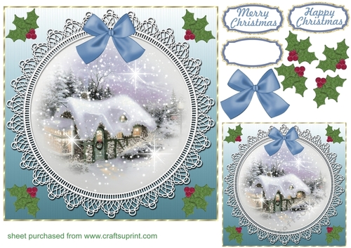 Christmas cottage card front 8