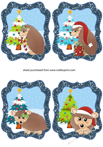 4 Christmas hedgehog toppers (n)