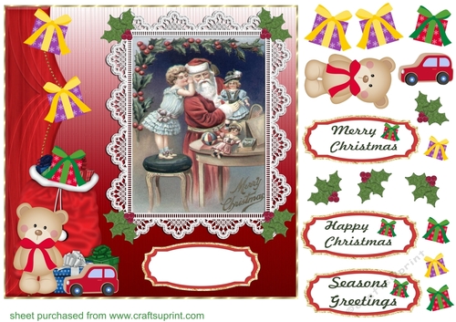 Vintage Santa with presents card front 4