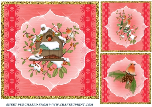 3 Red robin card fronts/toppers