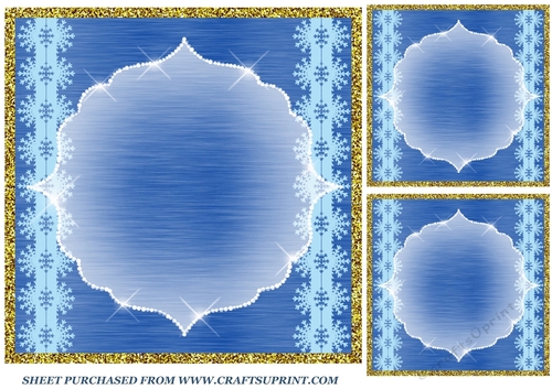 3 Blue Christmas snowflake card fronts/toppers