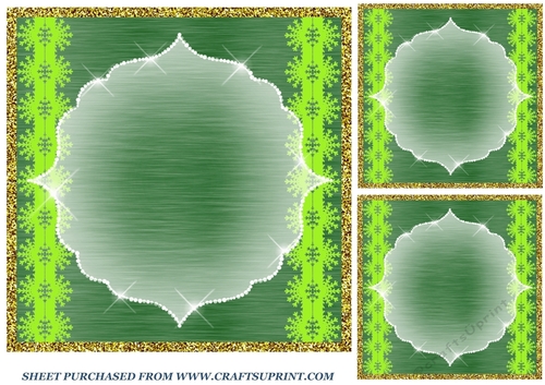 3 Dark green Christmas snowflake card fronts/toppers