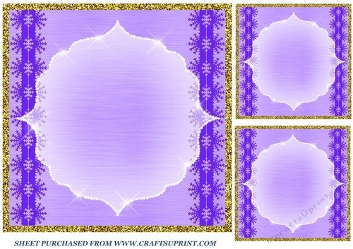 3 Purple Christmas snowflake card fronts/toppers