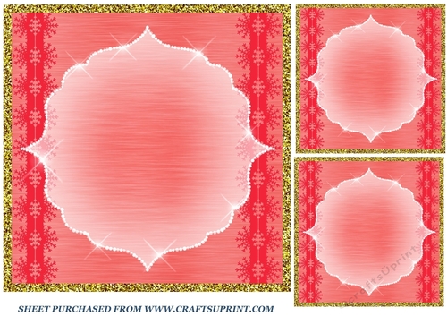 3 Red Christmas snowflake card fronts/toppers