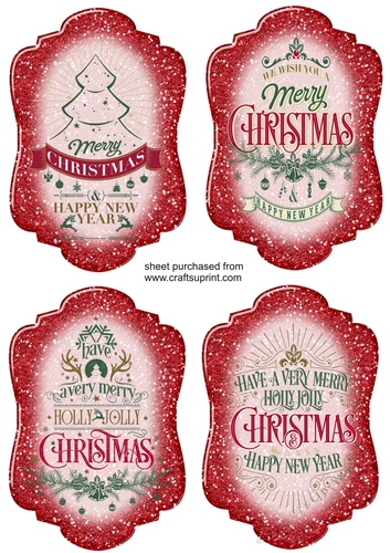 4 Red Christmas sentiment toppers