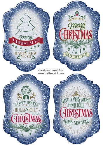 4 Blue Christmas sentiment toppers
