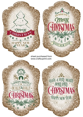 4 Gold Christmas sentiment toppers