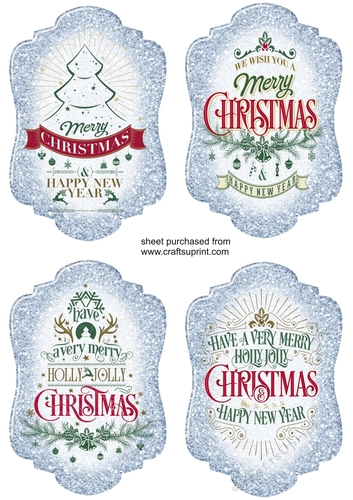 4 Light blue Christmas sentiment toppers