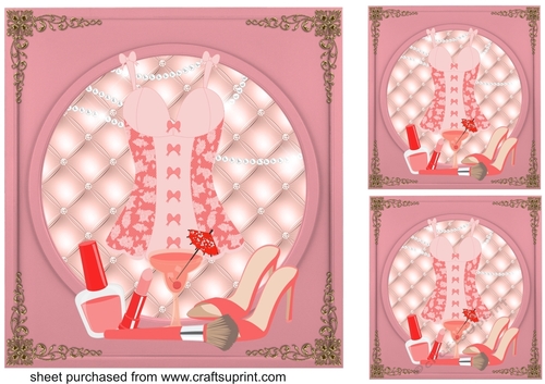 3 Pink ladies accessories card fronts/toppers