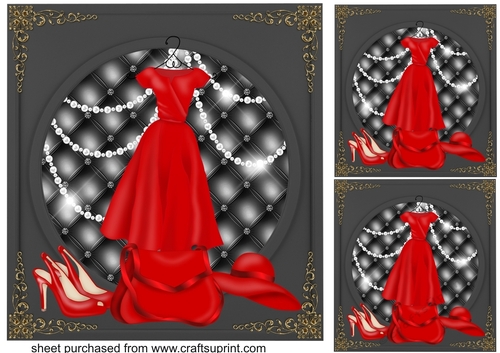 3 Red and black ladies accessories card front/toppers