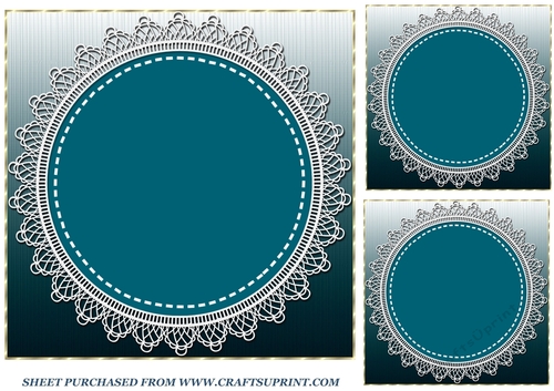 3 Blue lace card front/topper blanks
