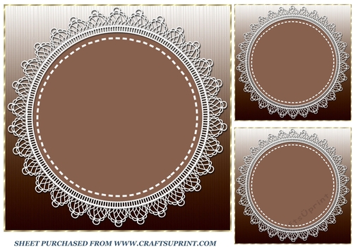 3 Brown lace card front/topper blanks