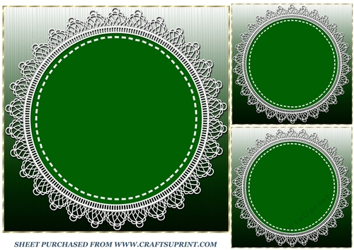 3 Green lace card front/topper blanks