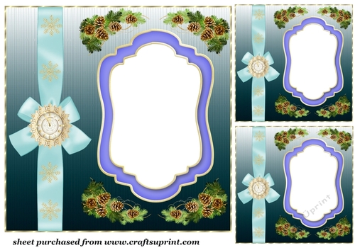 3 Blue Christmas card front/topper blanks 1