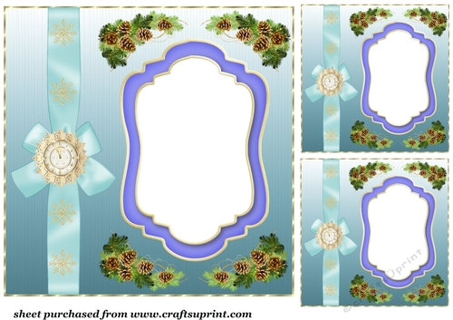 3 Blue Christmas card front/topper blanks 2
