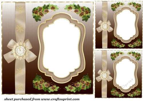 3 Brown Christmas card front/topper blanks 1