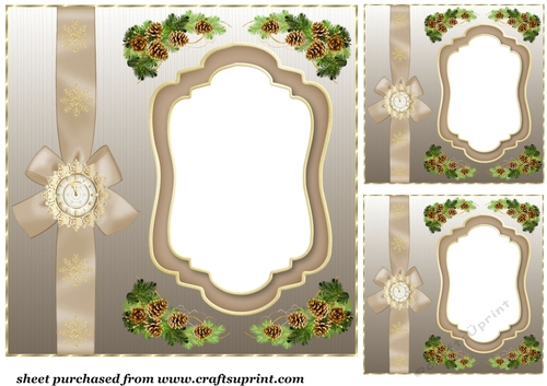 3 Brown Christmas card front/topper blanks 2
