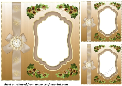 3 Brown Christmas card front/topper blanks 3