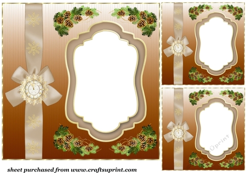 3 Brown Christmas card front/topper blanks 4
