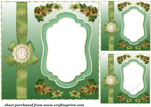 3 Green Christmas card front/topper blanks 1