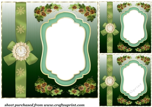 3 Green Christmas card front/topper blanks 2