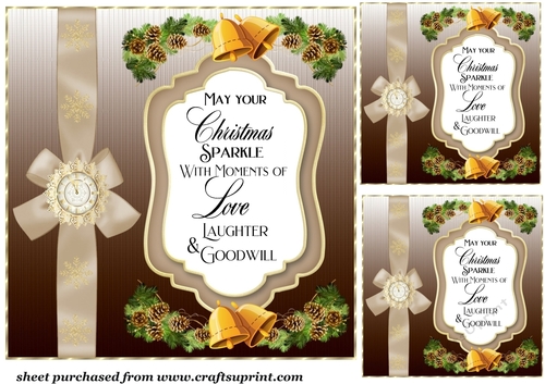 3 Brown  Christmas verse card fronts/toppers 1