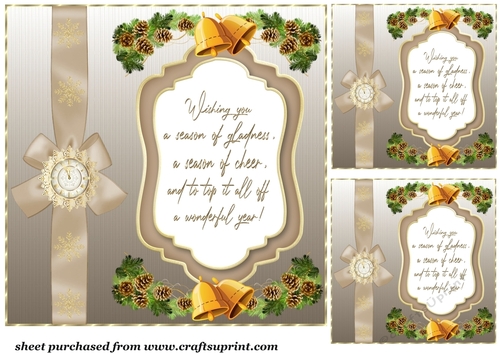 3 Brown Christmas verse card fronts/toppers 2