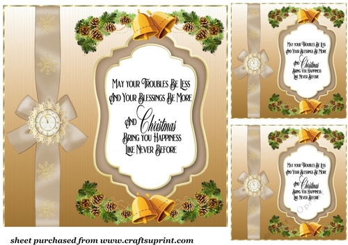 3 Brown Christmas verse card fronts/toppers 3