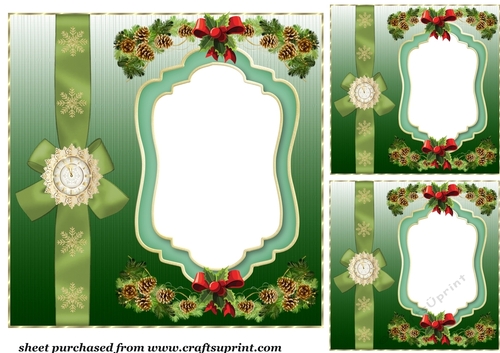 3 Green Christmas  card fronts/toppers 3
