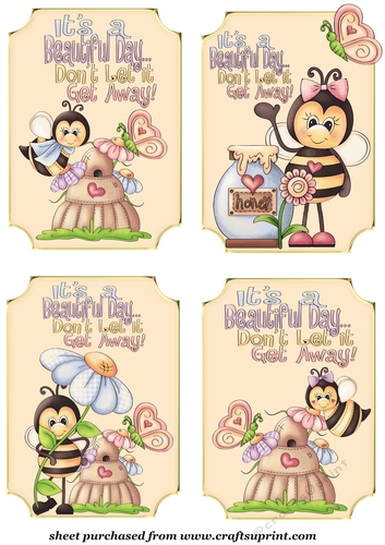 4 Its a beautiful day bee themed toppers