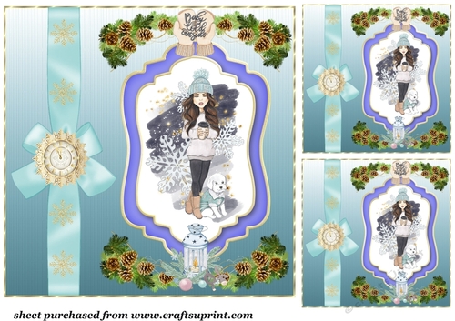 3 Brunette baby its cold outside card fronts/toppers
