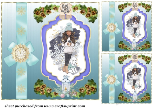 3 Dark skinned baby its cold outside card fronts/toppers