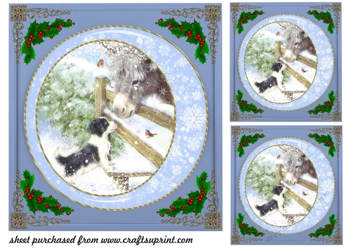 3 Blue snowflake frame card fronts/toppers 1