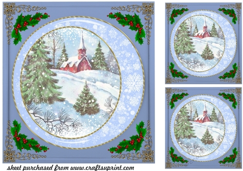 3 Blue snowflake frame card fronts/toppers 3