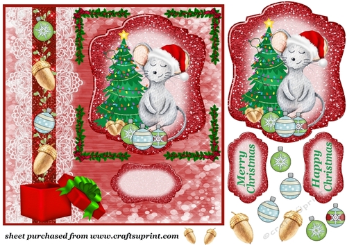 Mouse getting ready for Christmas card front